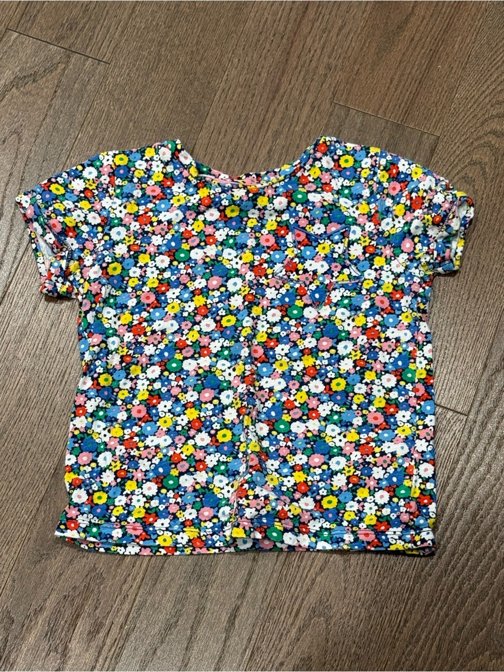 Mini Boden Colorful Rainbow Ditsy Floral T Shirt 6-7 short sleeve star detail